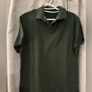 Men's Green Cable Knit Polo Shirt